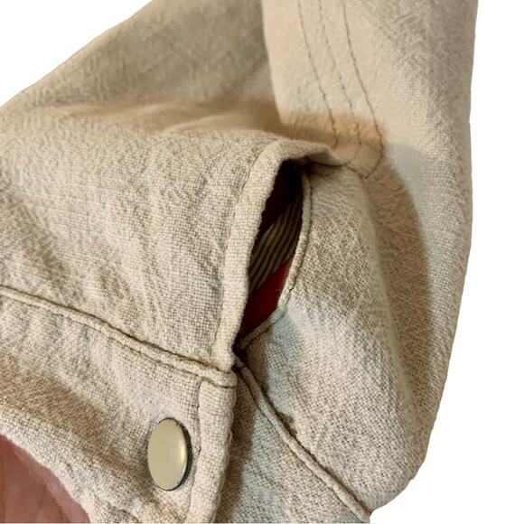 HEI HEI anthropologie Linen Blend bomber Zip up Front Jacket Beige boho L women - Picture 8 of 11